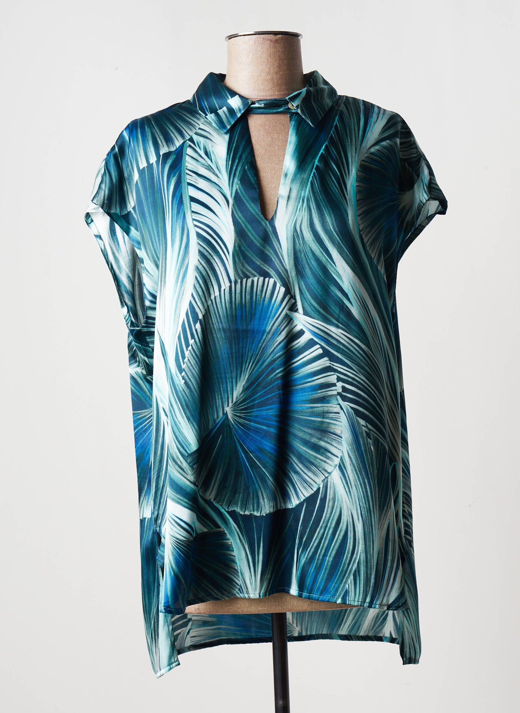 Lauren Vidal Tuniquemanchecourte Femme couleur bleu