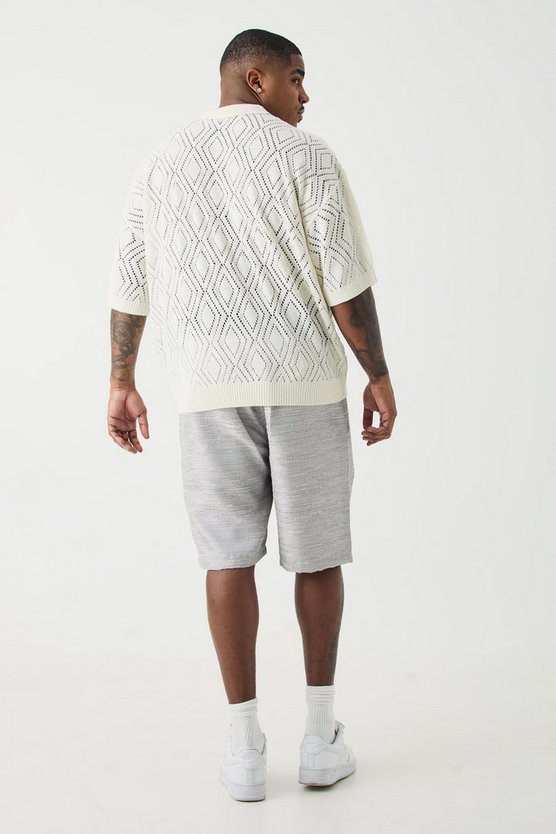 Plus strukturierte Shorts mit Naht