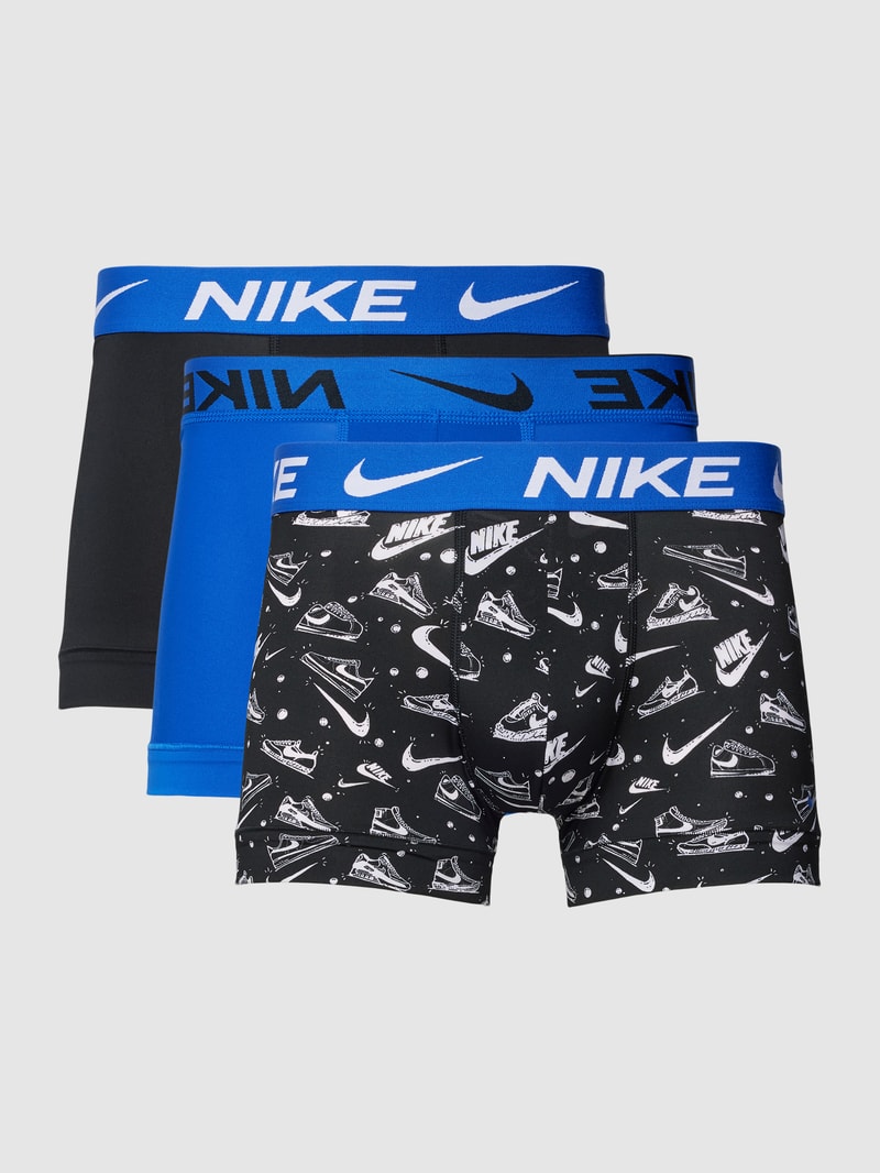 Trunks mit elastischem Label-Bund im 3er-Pack in royalblau