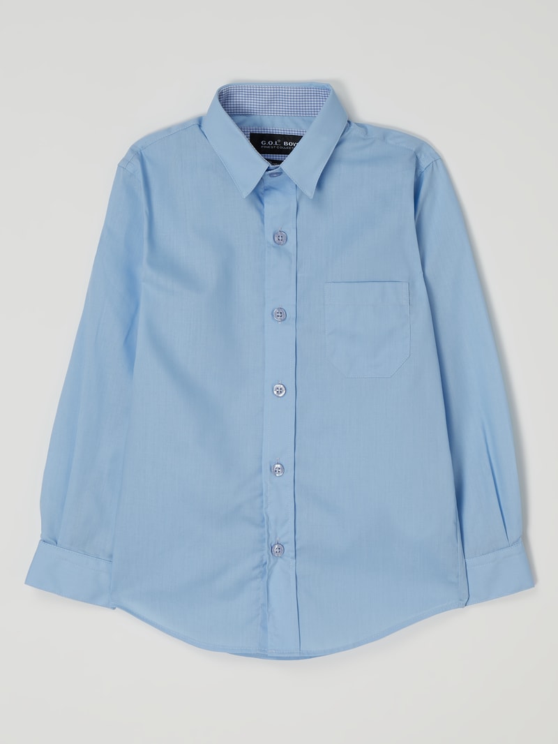 Regular Fit Hemd mit Baumwoll-Anteil in bleu