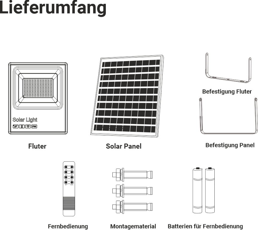 LUXULA Solarstrahler, LED-Fluter, Solar mit Akku, 6 W PV