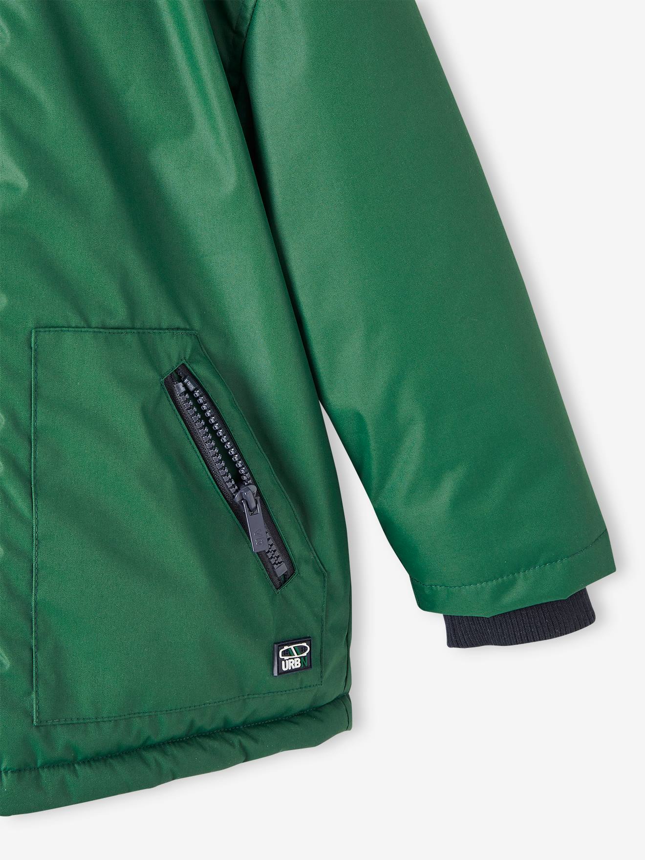 Parka à capuche doublée polaire garçon vert