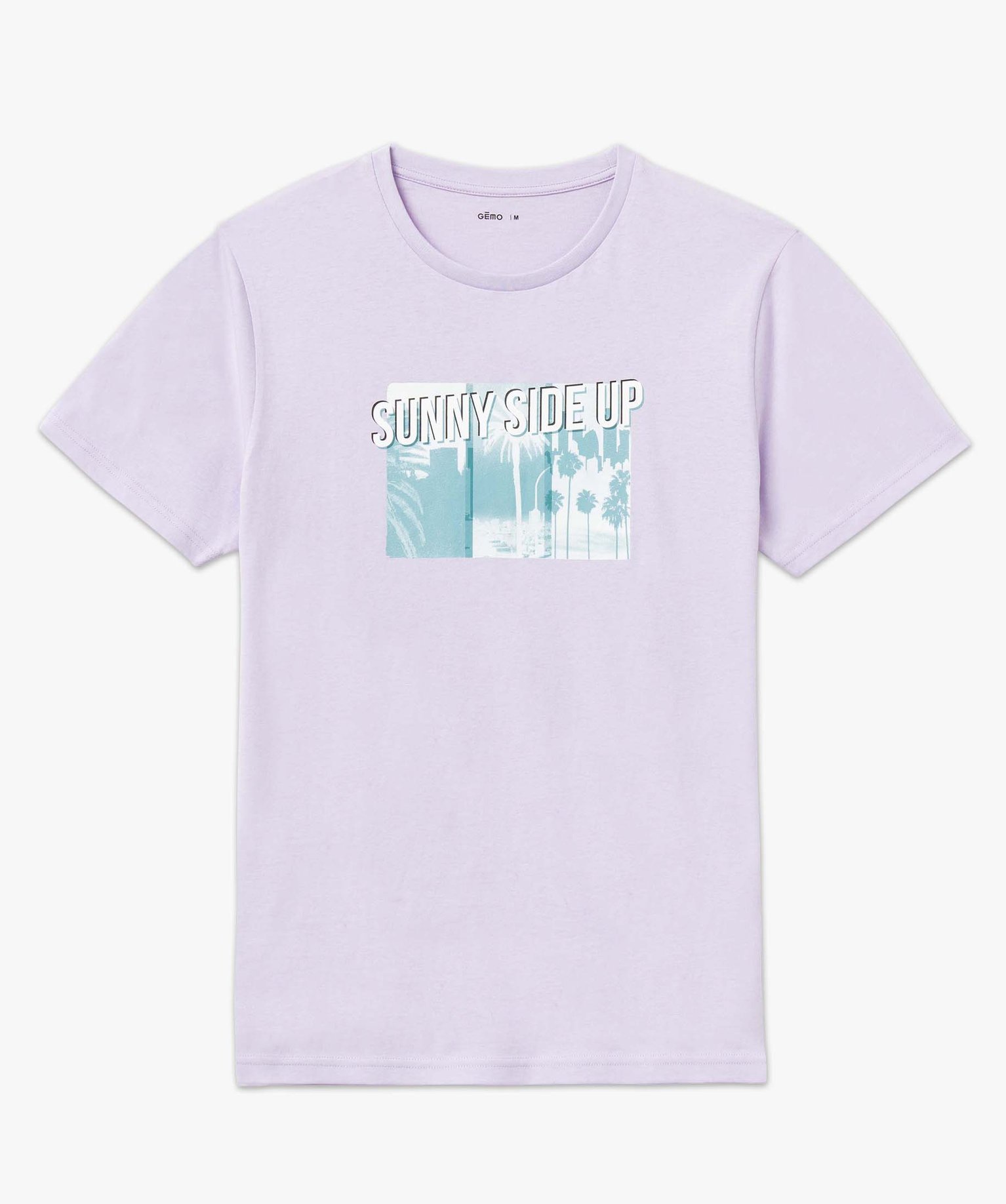 Tee-shirt homme à manches courtes à motif estival violet clair | GEMO