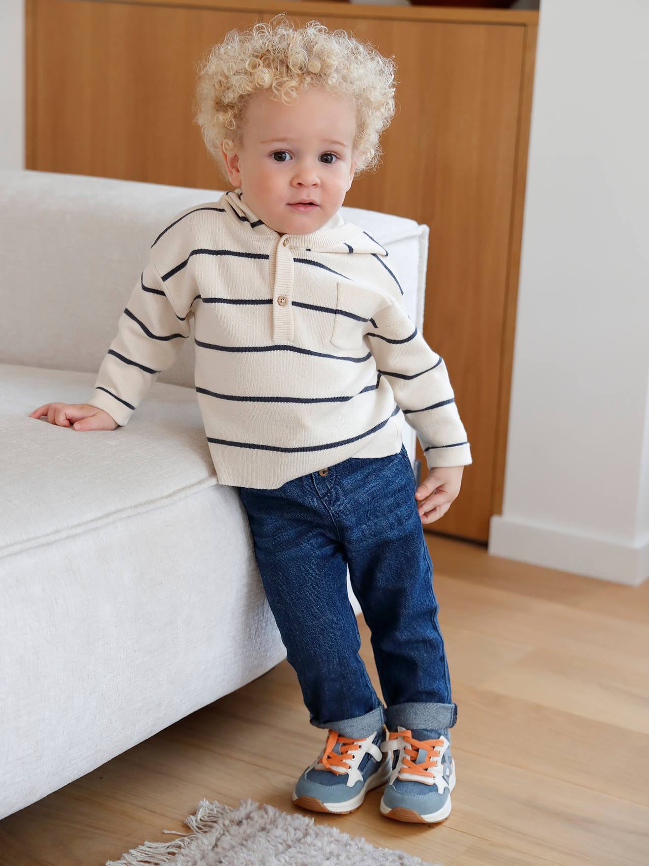 Vertbaudet Baby Sneakers mit Reißverschluss - wollweiß