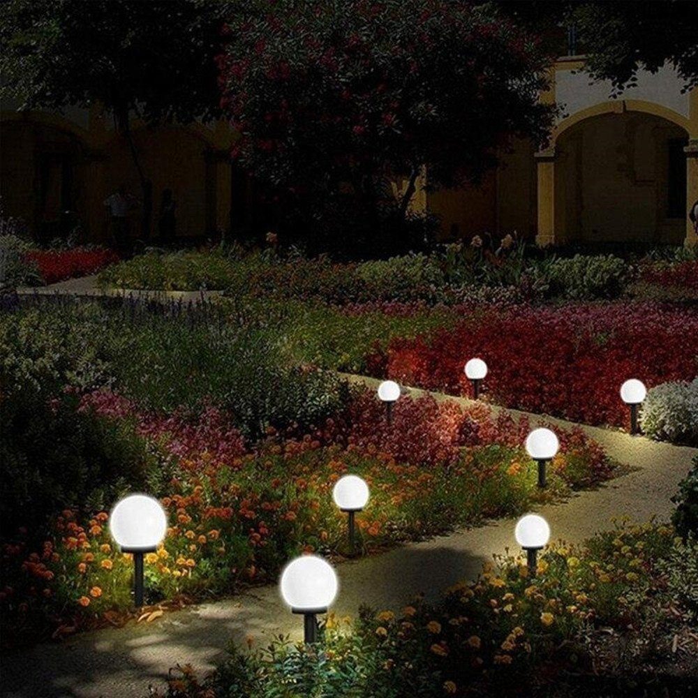 iscooter LED Solarleuchte LED Kugelerdspiess, Solarlampe für Garten Außen LED Kugel mit Erdspieß, LED fest integriert, Tageslichtweiß, Gartenleuchte, Gartenstrahler