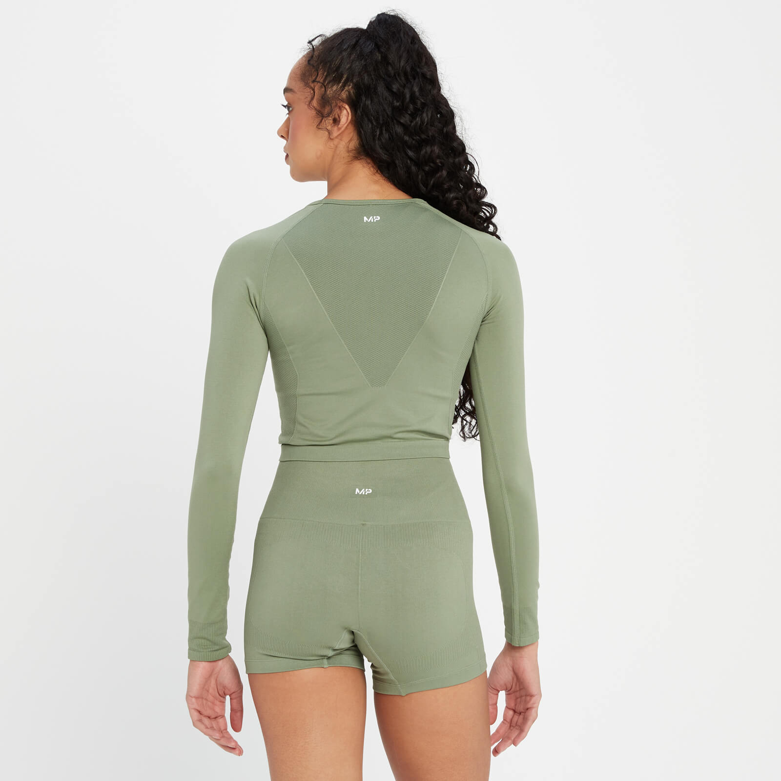 Crop top sans coutures à manches longues MP Shape pour femmes – Jade délavé