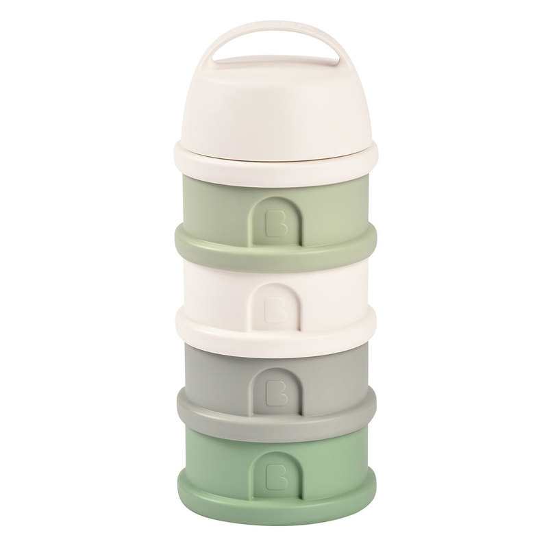Boîte doseuse de lait empilable vert sauge et coton Beaba