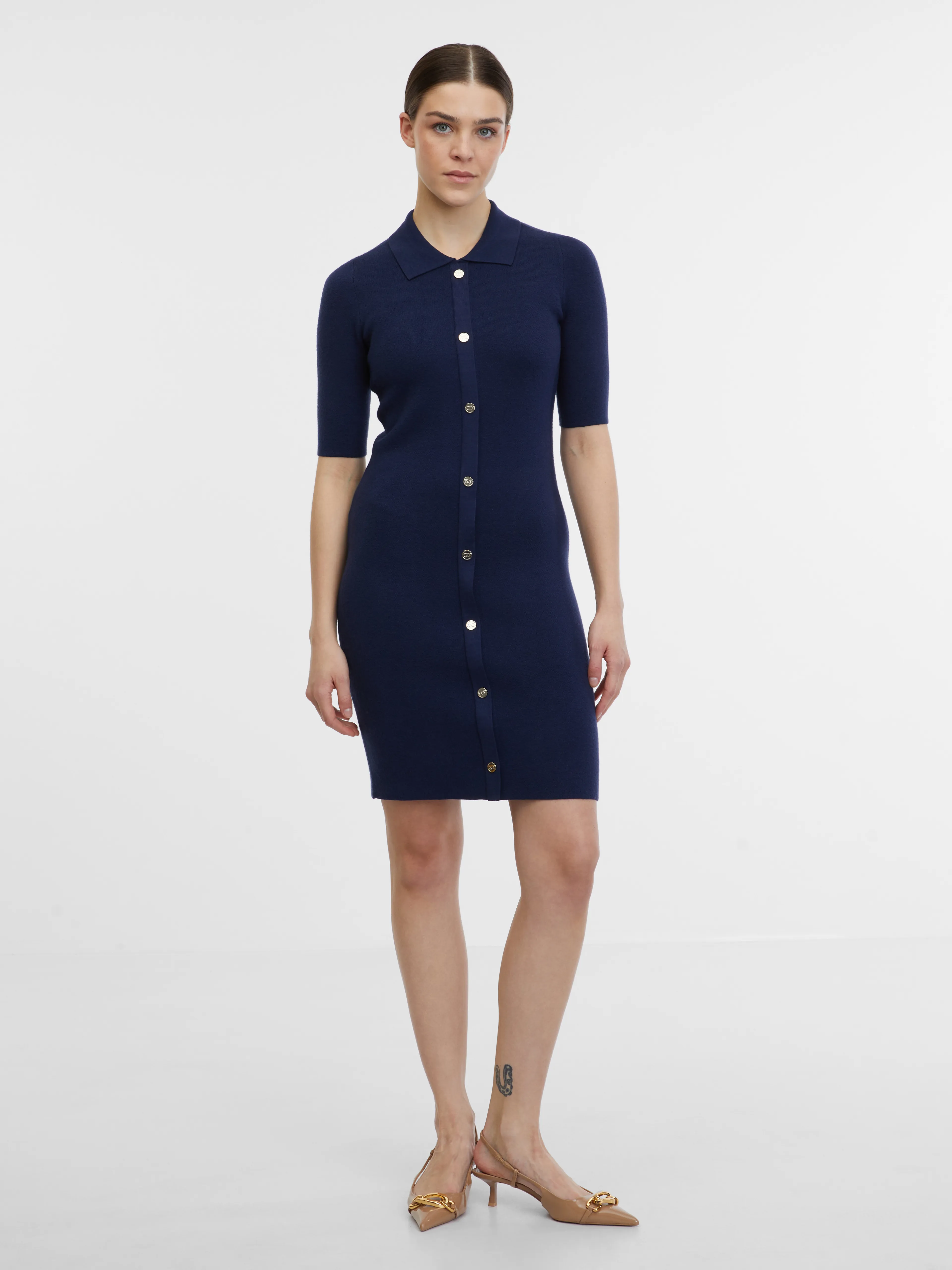 Dunkelblaues Damen-Pullover-Kleid ORSAY