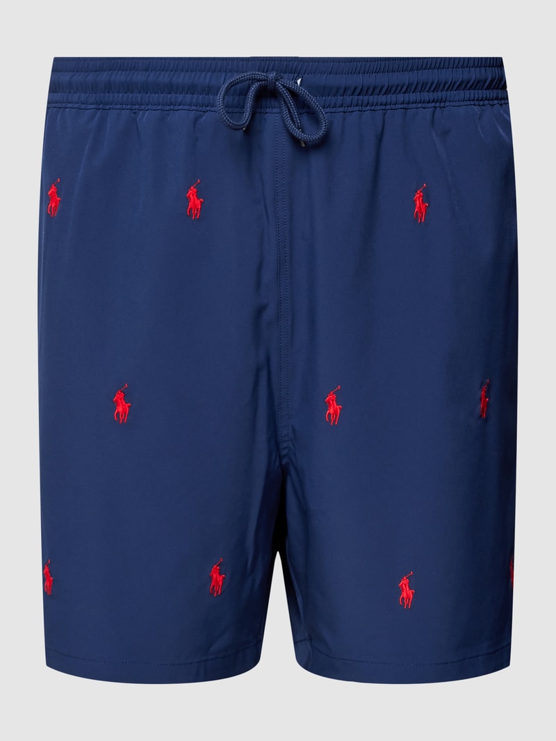 PLUS SIZE Badehose mit Label-Stitching Modell 'NEWPORT' in marineblau