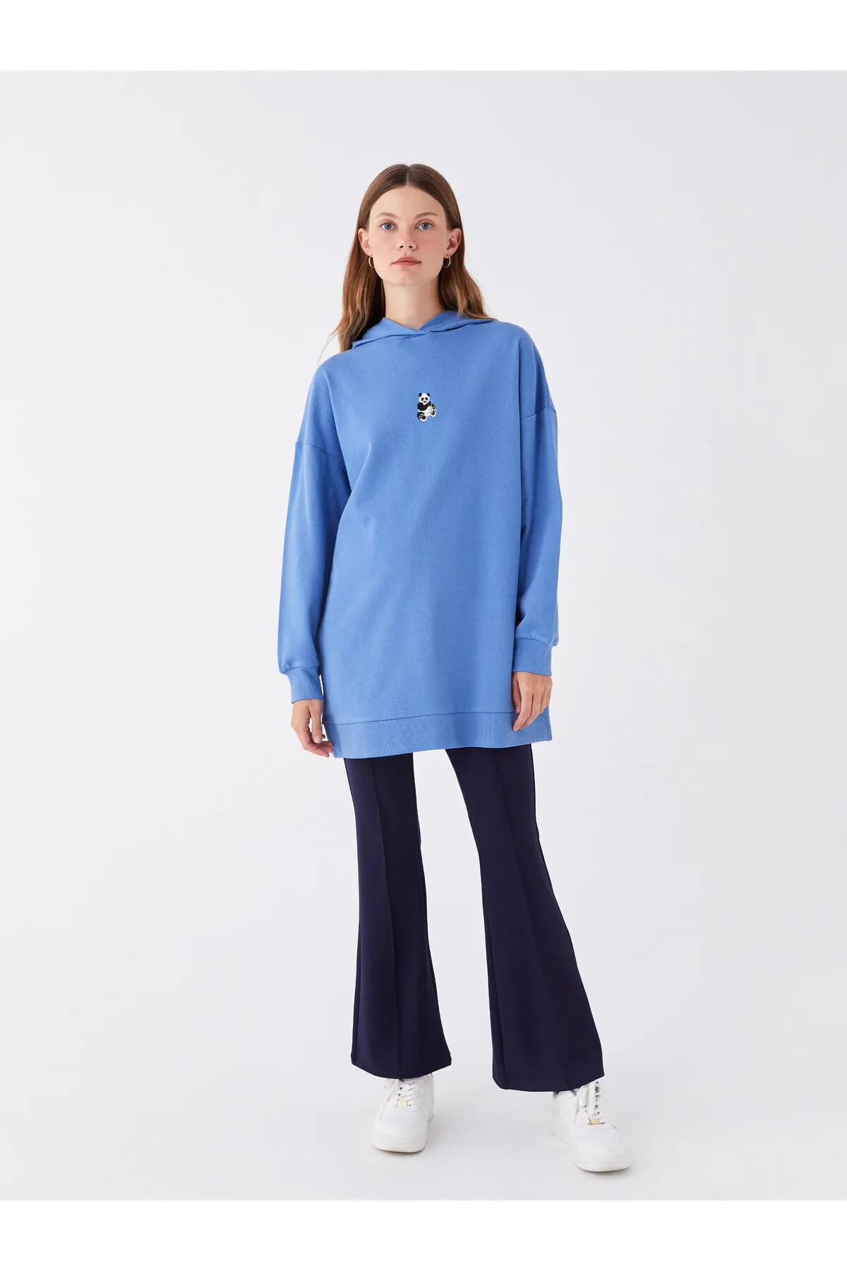 LC Waikiki  Mit Kapuze bestickte Langarm-Sweatshirt-Tunika für Damen