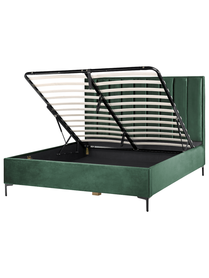 Beliani Doppelbett SEZANNE in Grün/Schwarz - (W) 190 x (H) 142 x (L) 215 cm günstig kaufen onesize