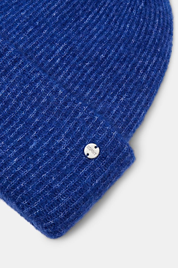 Gerippte Beanie aus Mohair-Wolle-Mix