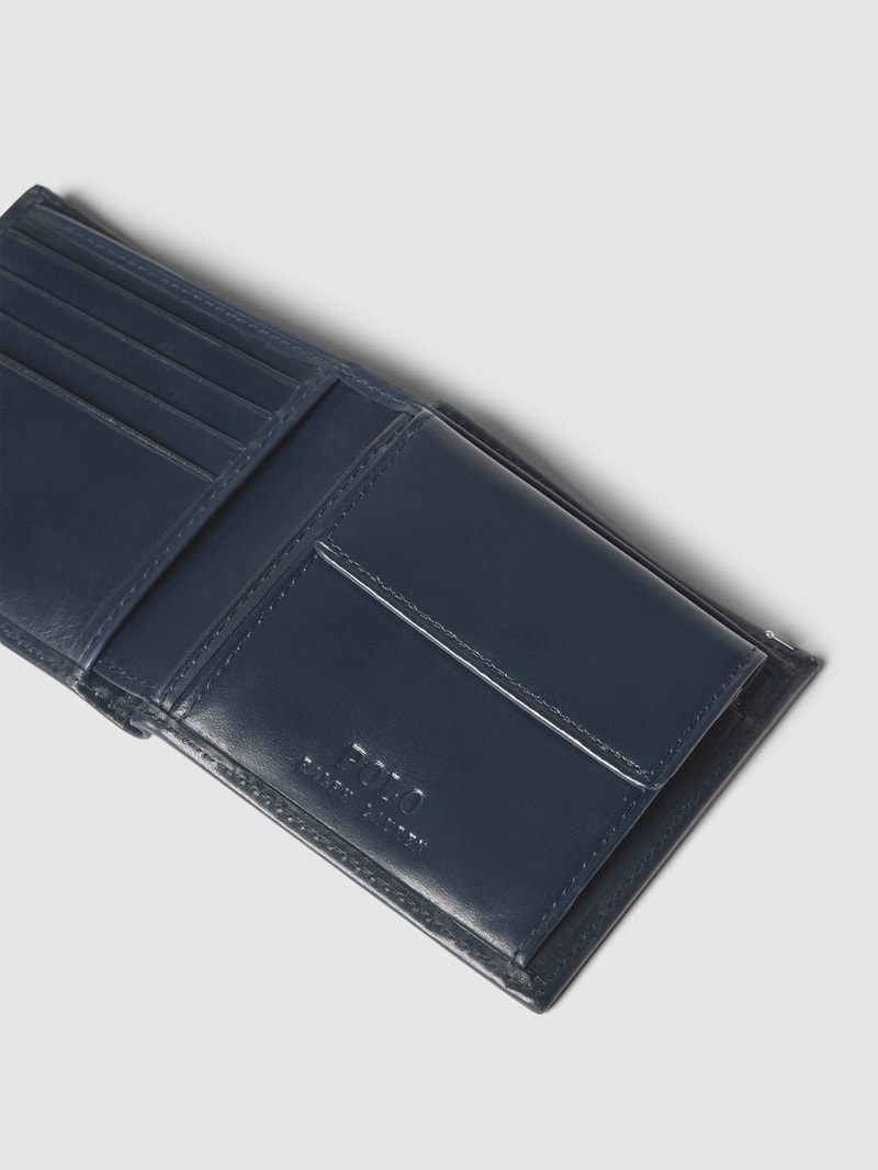 Portemonnaie aus Rindsleder mit Motiv-Stitching in marineblau