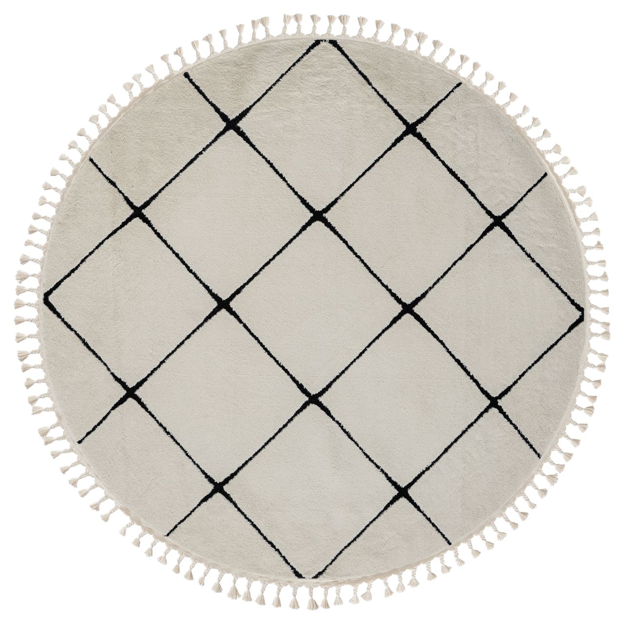 MyFlair Teppich Moroccan Divine, 190 cm x 190 cm, Farbe weiß, rund, Florhöhe 19mm