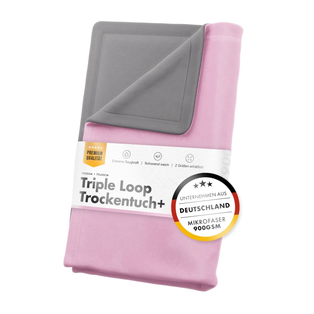 chemicalworkz Triple Loop Towel 900GSM Grau/Rosa Trockentuch 70×50cm