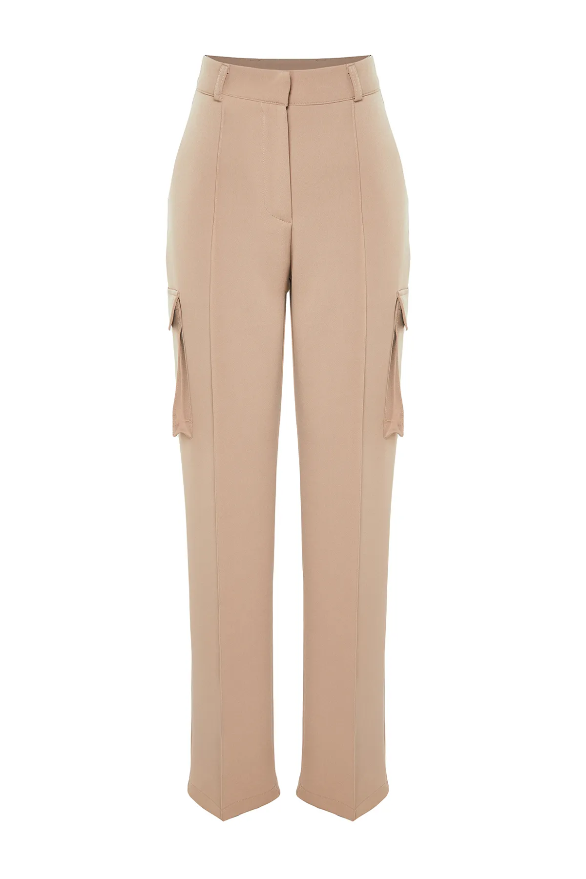 Trendyol Collection  Nerzfarbene, gerade geschnittene, gewebte Cargo-Hose mit doppelten Taschen TWOAW22PL0343