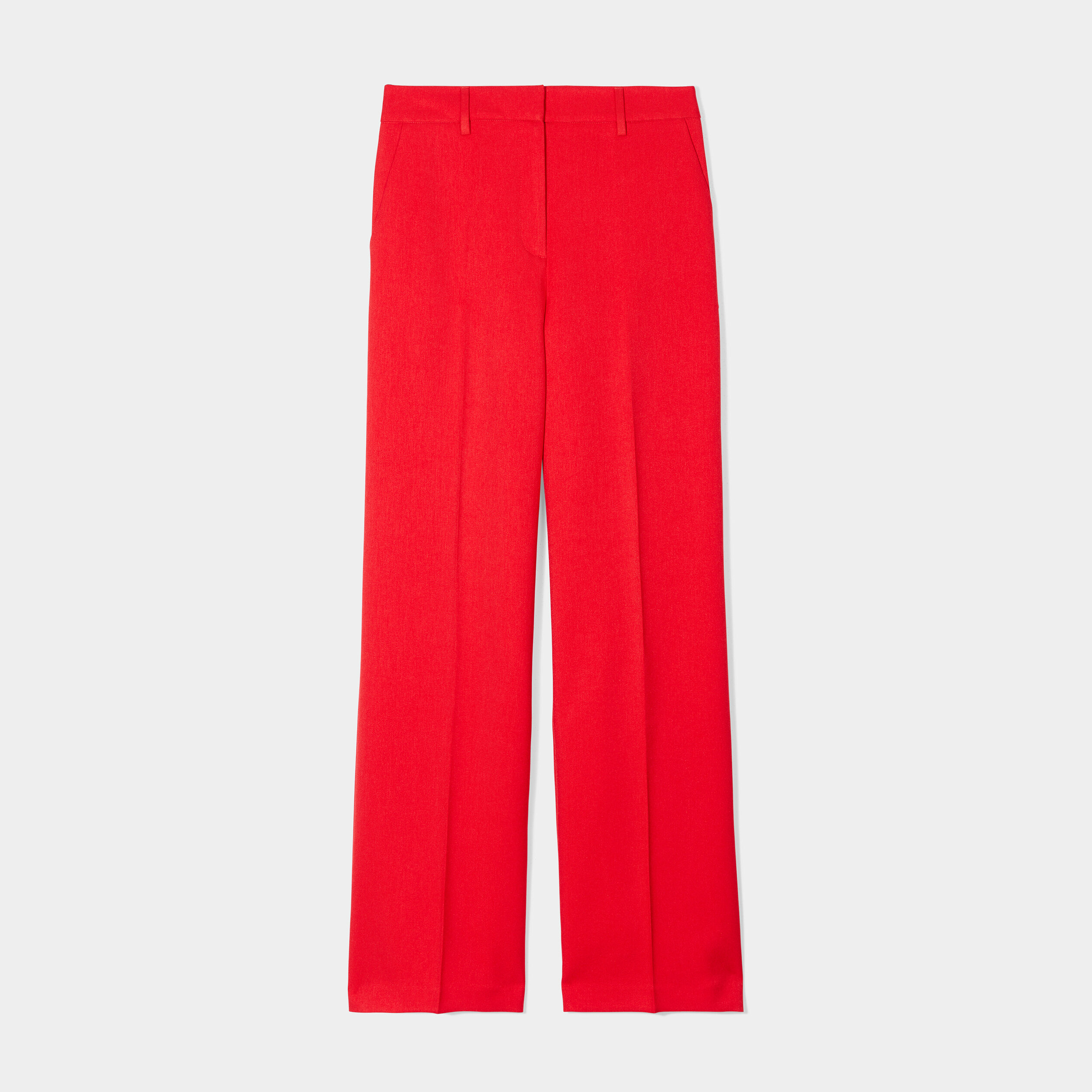 Pantalon cigarette jambe large à pinces rouge femme | La Halle