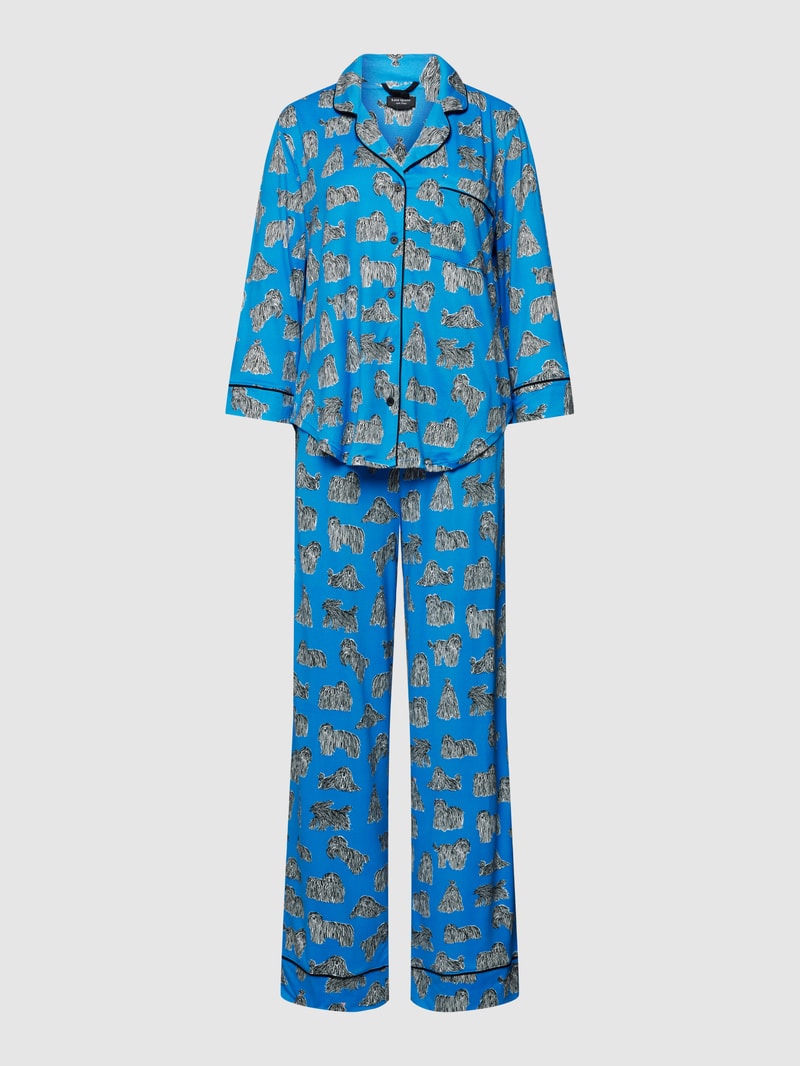 Pyjama mit Allover-Muster in blau