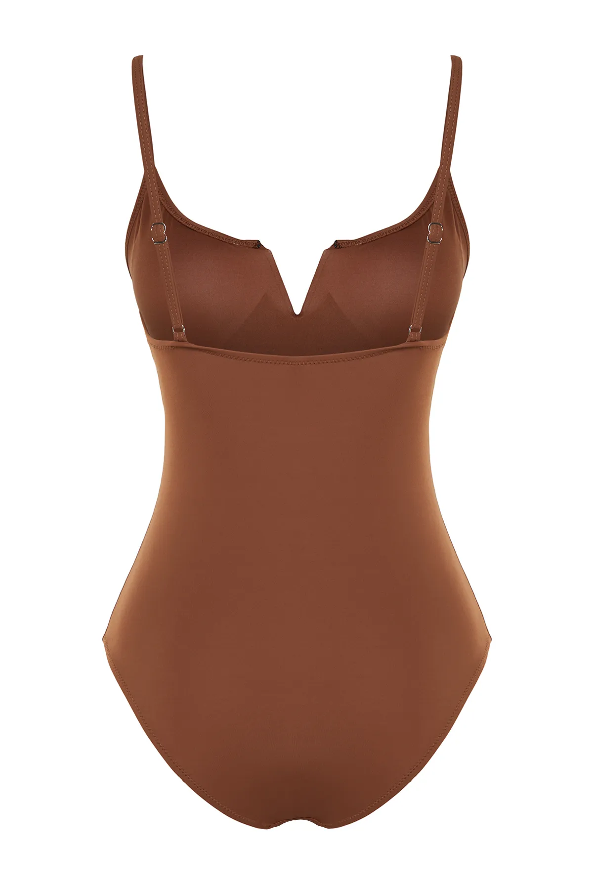 Trendyol Collection  Brauner normaler Badeanzug mit V-Ausschnitt TBESS22MA0010
