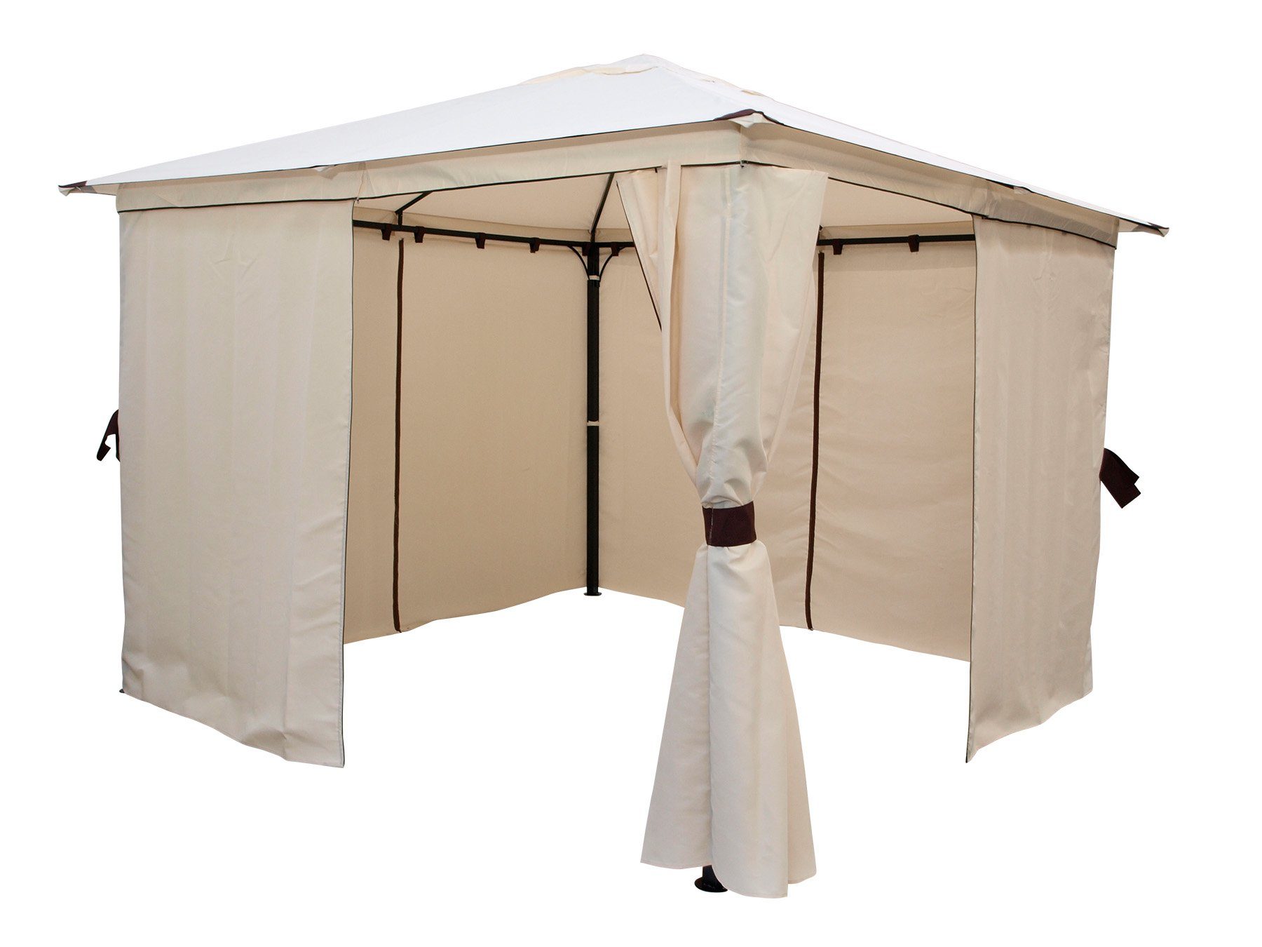 DEGAMO Pavillon VENEZIA, mit 4 Seitenteilen, 3x3 Meter, Stahl schwarz, Plane PVC-beschichtet, mit Seitenplanen