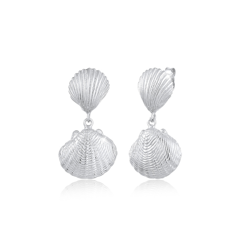 Elli Elli Boucles d'Oreilles Coquillage Coeur Plage Été Maritime Trend Boucles d'Oreil Boucles d'oreilles