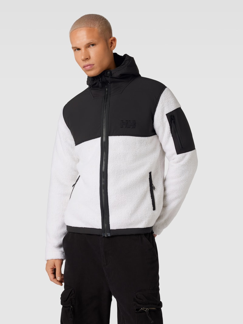 Fleecejacke in Two-Tone-Machart in schwarz