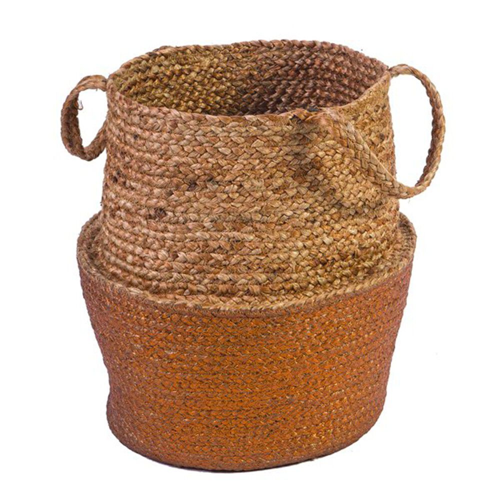 Panier jute tressé naturel / cuivre