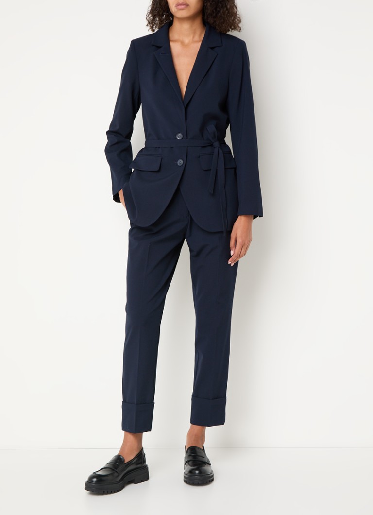 Summum mid-waist tapered fit cropped trousers with side pockets
