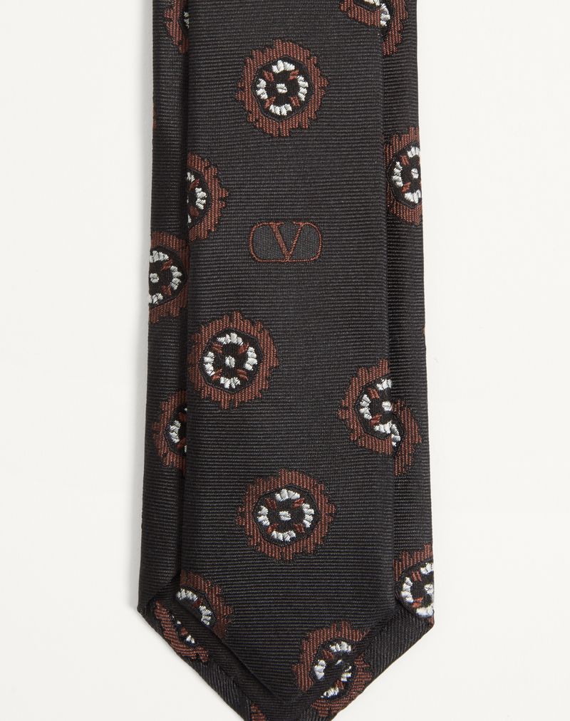 Valentie Jacquard Silkeslips med Geometrisk Mønster