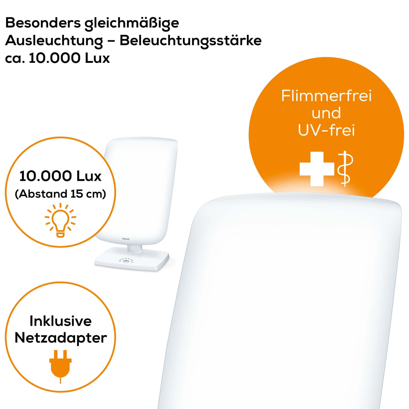 Beurer Tageslichtlampe TL 90-Tageslichtlampe für Lichtmangel mit LED-Timer & Neigungsverstellung