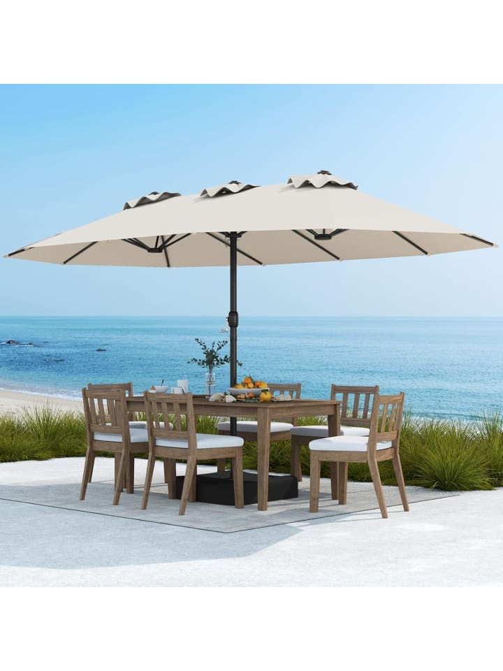 COSTWAY Doppelsonnenschirm mit Ständer 443 x 263 cm in Beige günstig kaufen onesize