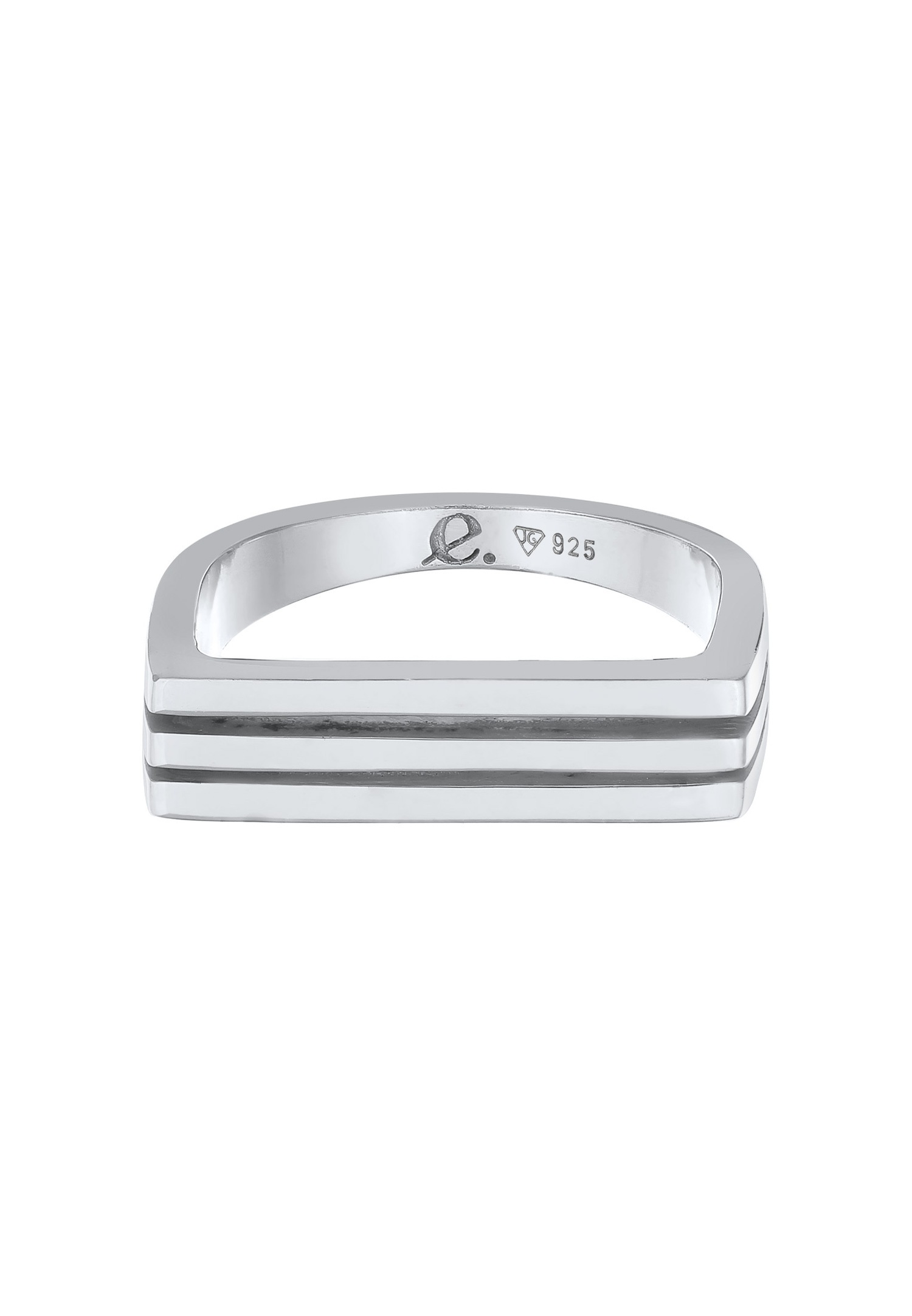 Elli PREMIUM Elli PREMIUM Women's Ring, rectangular seal with grooves in rhodium-plated 925 sterling silver