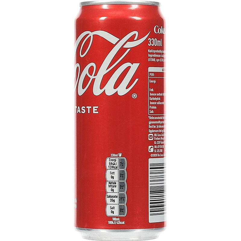 Coca-cola Coca-cola Med sukker 0,33 liter, boks