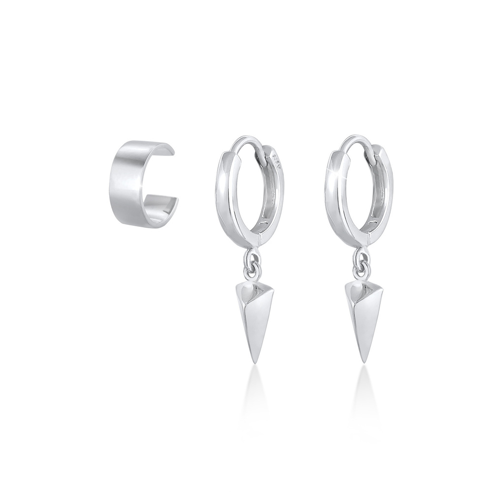 Elli Elli Boucles d'Oreilles Triangle créoles pour dames en 925/1000 argent massif Boucles d'oreilles
