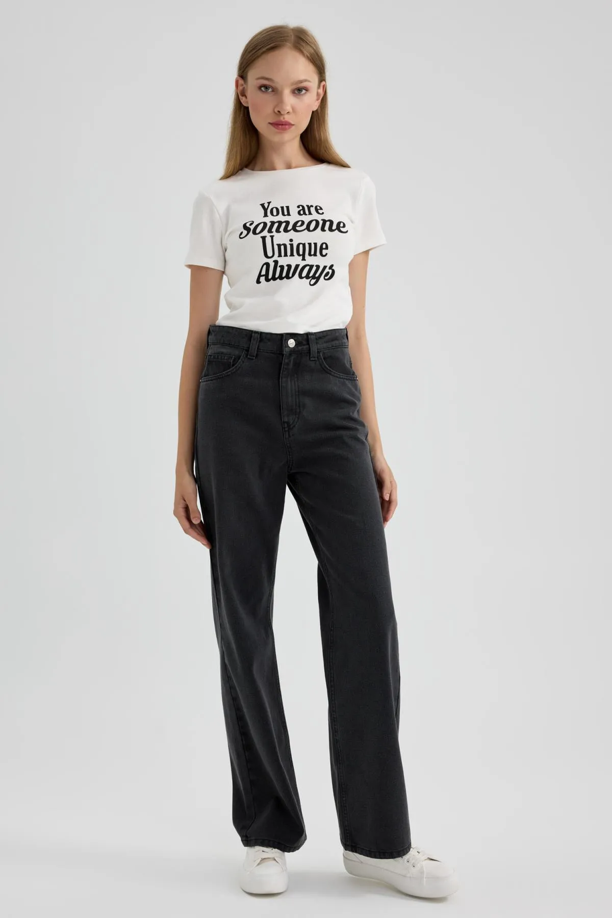 DeFacto  90er Jahre Weites Bein Hohe Taille Weites Bein Lange Jeanshose A8193ax23wn