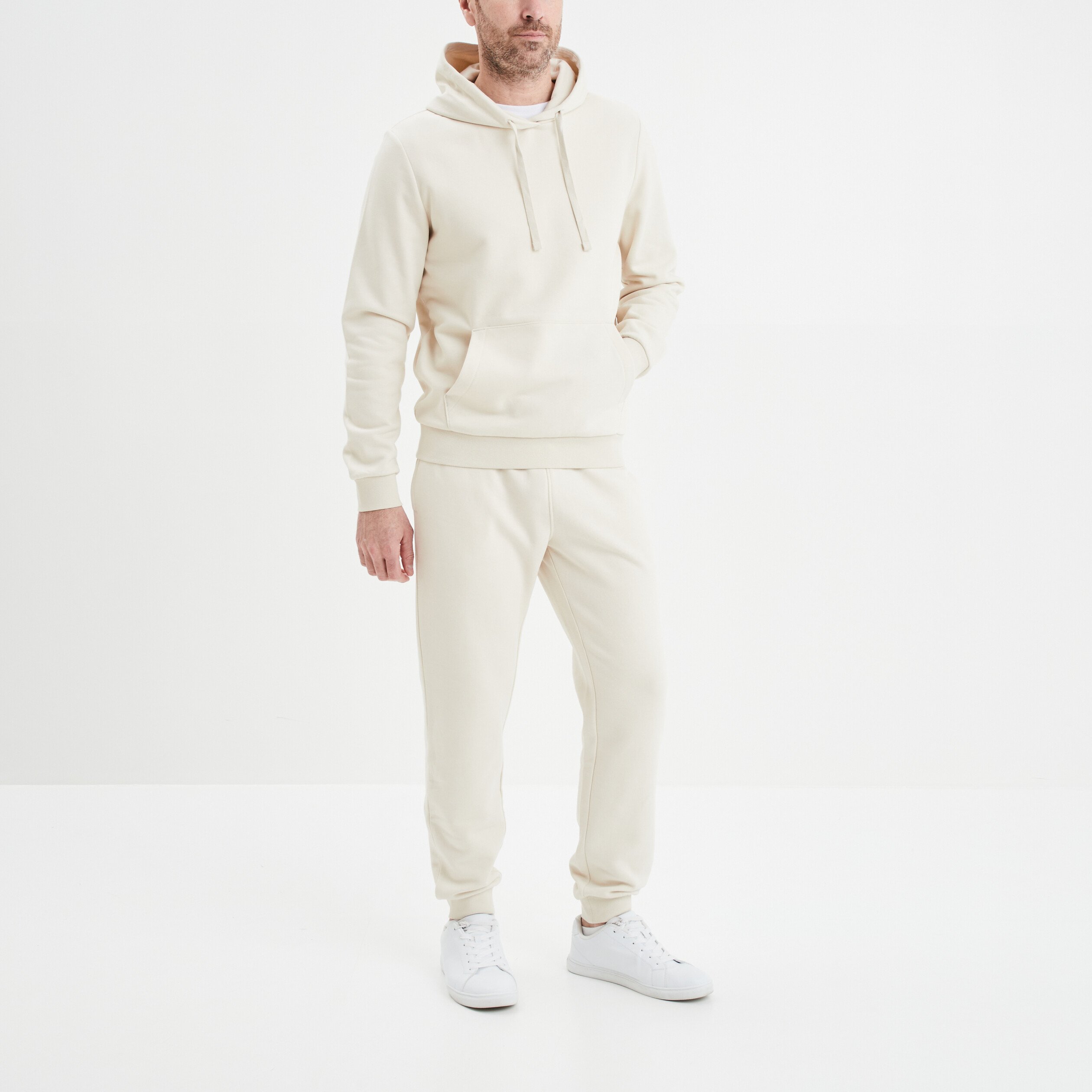 Sweat molleton à capuche hoodie ecru homme | La Halle