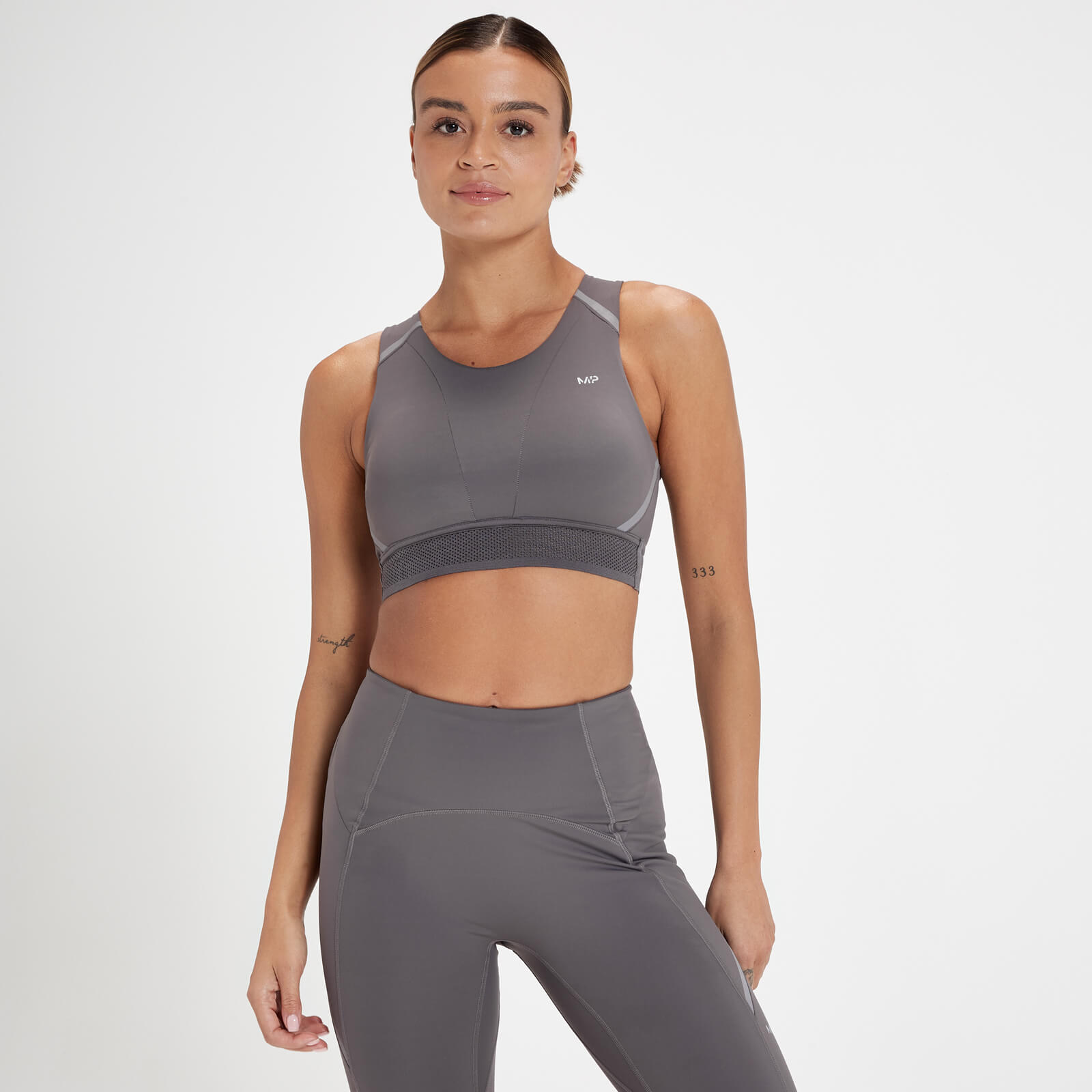 Brassière de sport réfléchissante MP Velocity Ultra pour femmes – Gris galet