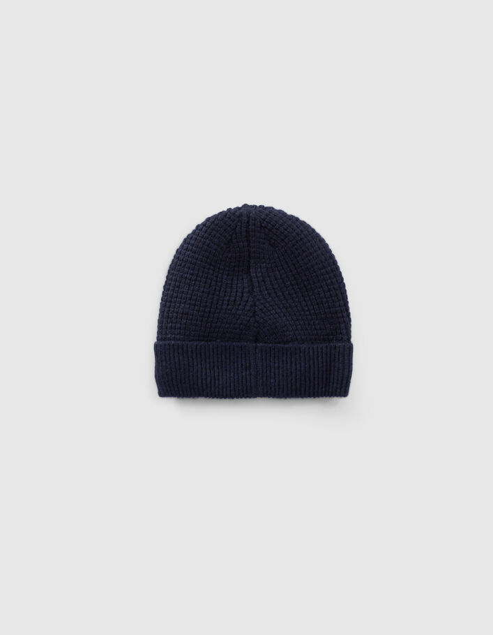 Bonnet marine tricot badge bouclette garçon