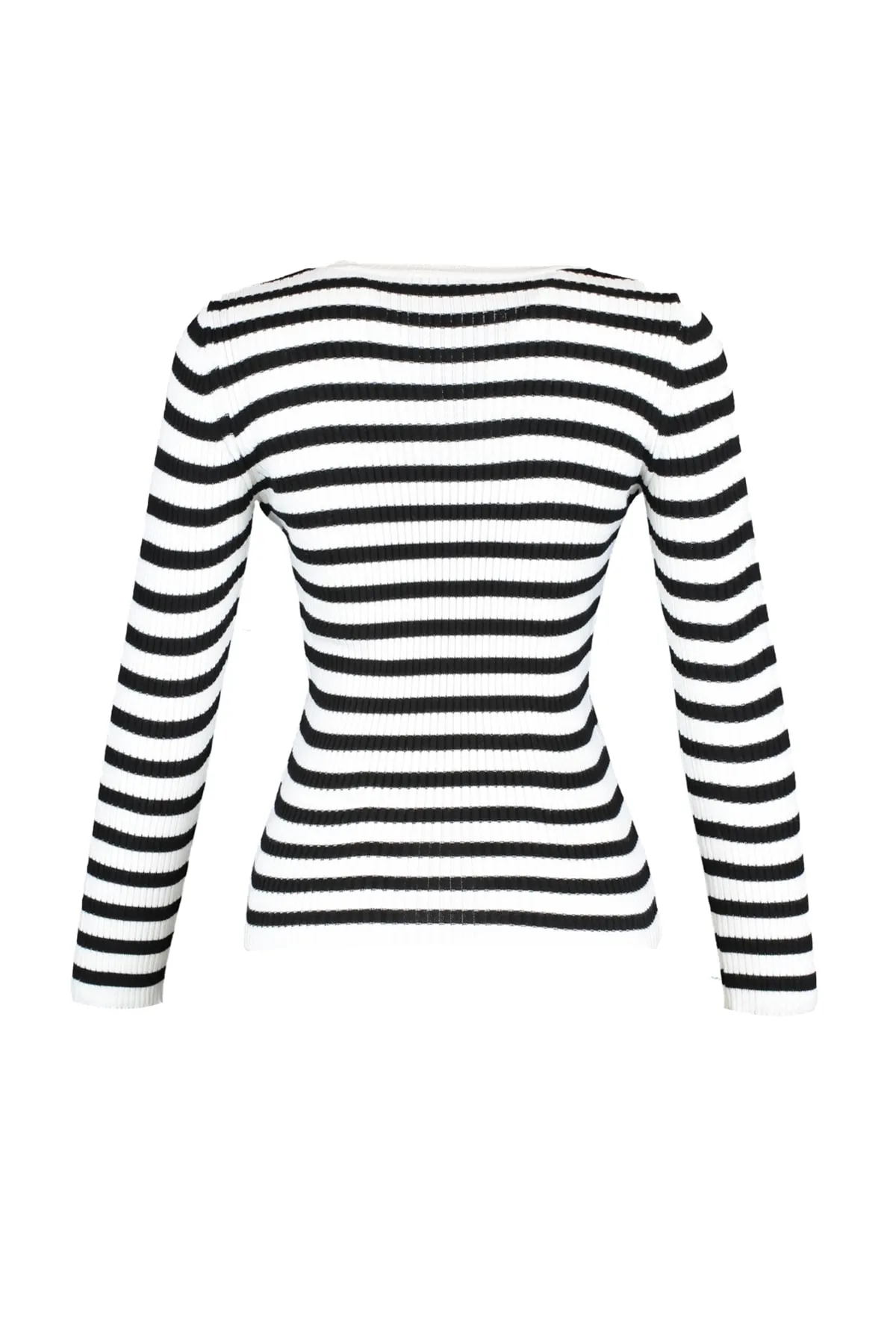 Trendyol Collection  Ecrufarbener Basic-Strickpullover mit Streifen TWOAW21KZ0942
