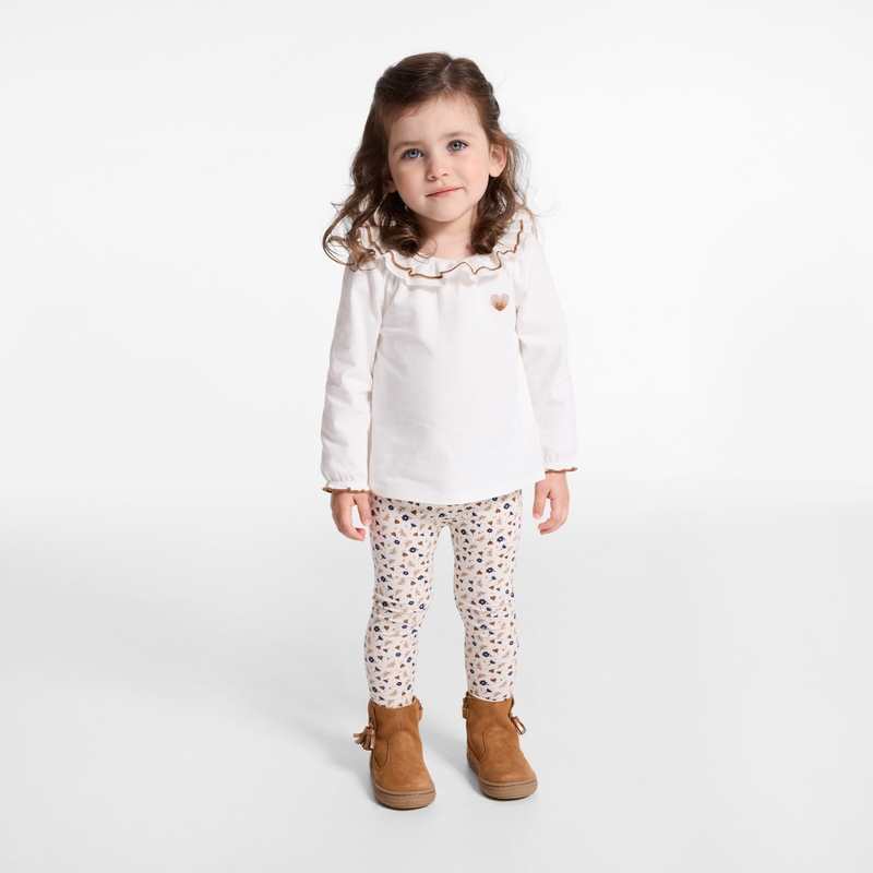 T-shirt col volanté blanc bébé fille
