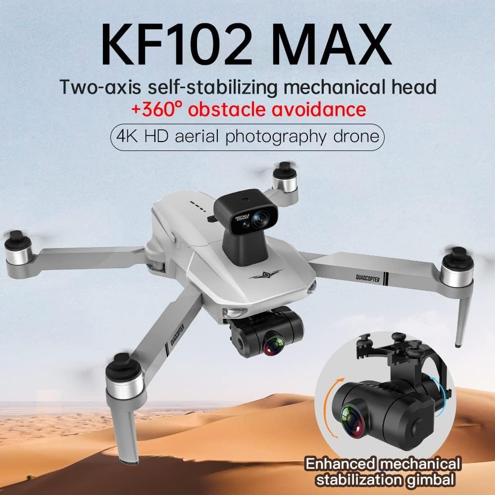 Teeggi KF102 MAX GPS Drohne mit Kamera 4K HD Drohne (1920*1080P, 360° Laser 2-Achsen Gimbal 22 Min Flug Folge mir Intelligente Rückkehr)