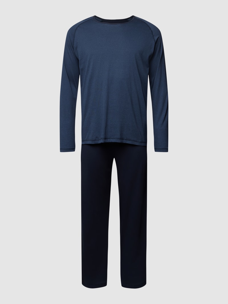 PLUS SIZE Pyjama mit Label-Details in blau meliert
