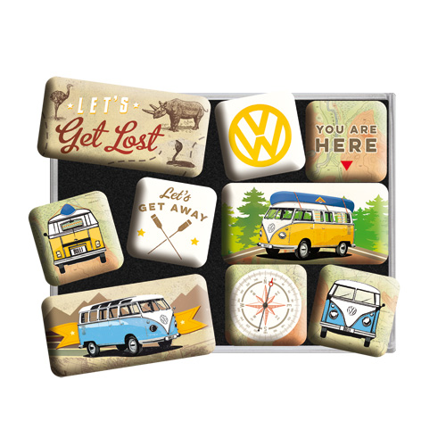 Nostalgic Art Magnet-Set, Motiv "VW Bulli  Let´s get Lost", 1 Stück, 9-teilig - ATU