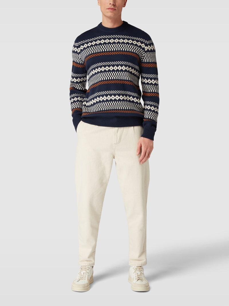 Strickpullover mit Allover-Muster Modell 'FAIRISLE' in marineblau