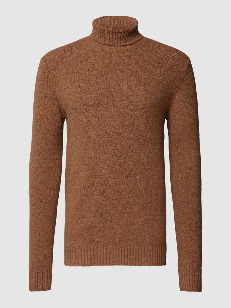 Rollkragenpullover in unifarbenem Design Modell 'Zino' in taupe