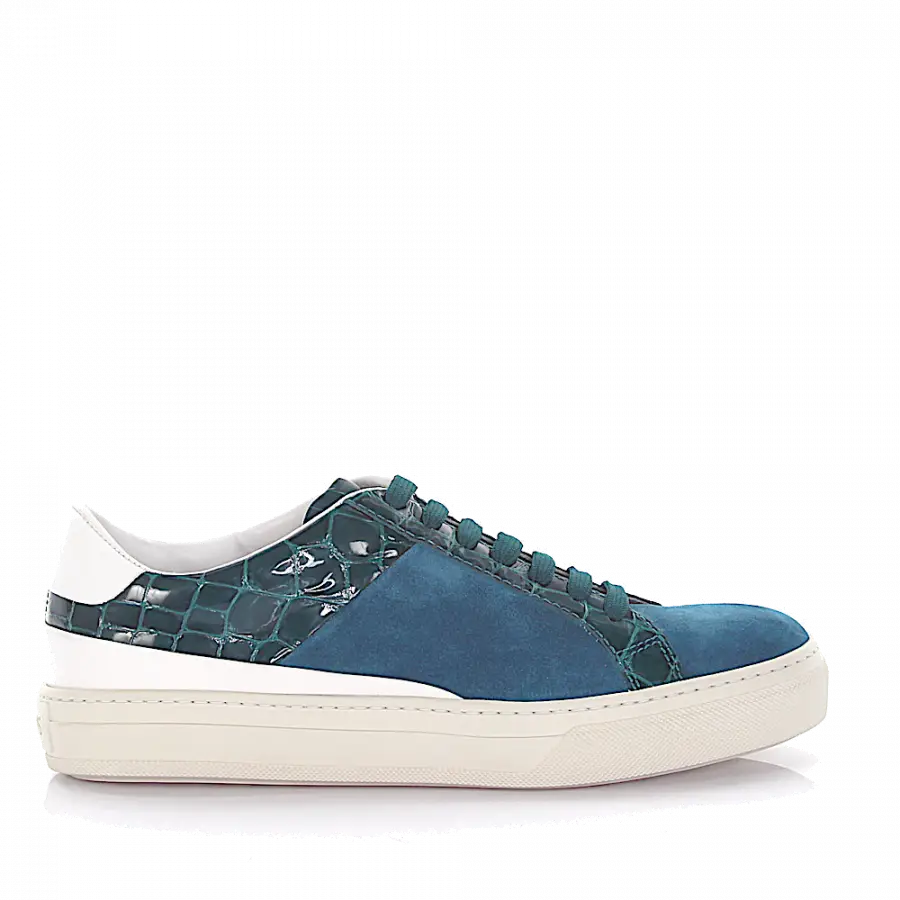 Tod's - Tods Sneakers Sportivo Veloursleder türkis Leder grün Krokodilprägung - grün