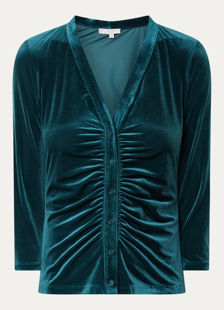 Hobbs Hattie velvet blouse with V-neck
