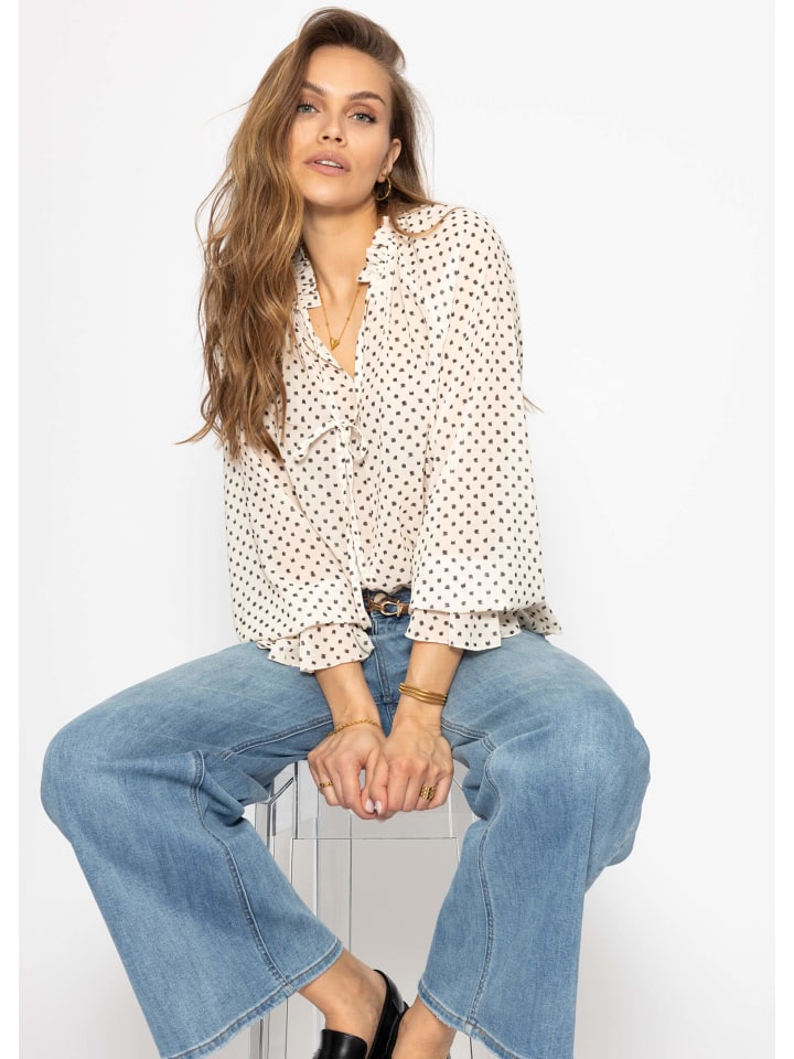 SASSYCLASSY Chiffonbluse mit Print in Beige günstig kaufen