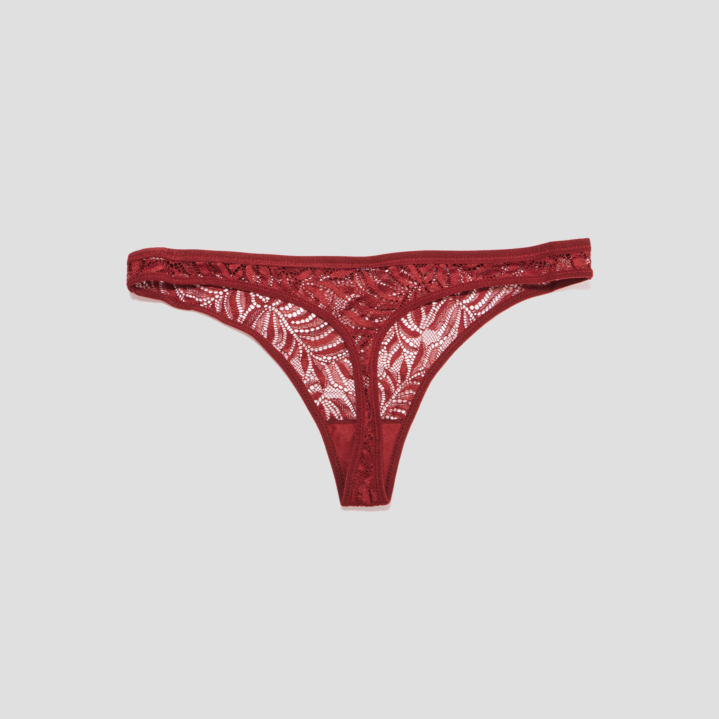 Lot 2 strings dentelle bordeaux femme | La Halle