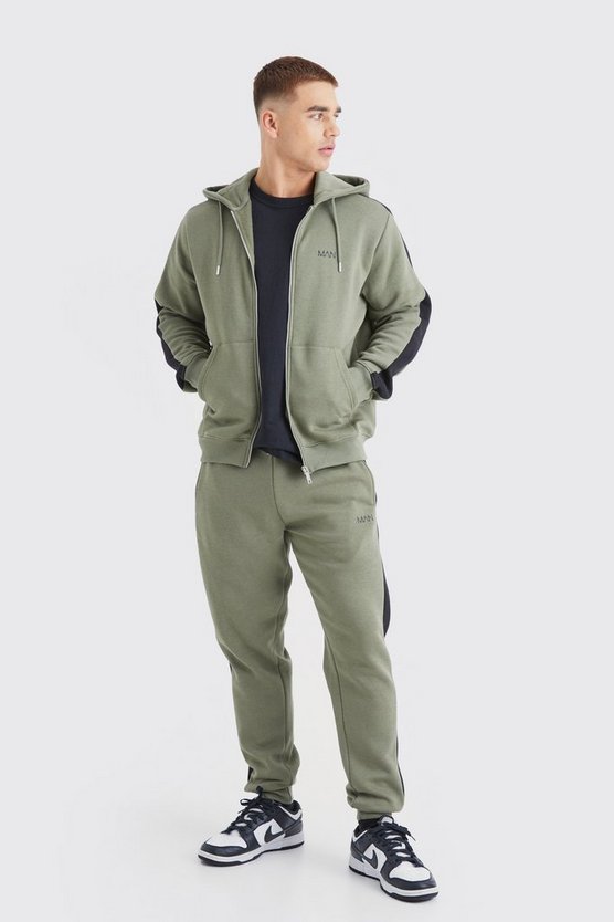 Slim-Fit Original Man Hoodie-Trainingsanzug mit Reißverschluss